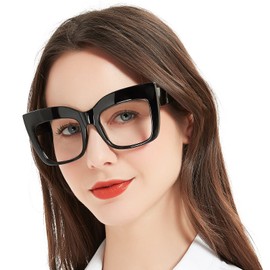 MARE AZZURO Oversized Reading Glasses Women Large Square Readers 1.0 1.25 1.5 1.75 2.0 2.25 2.5 2.75 3.0 3.5 4.0 5.0 6.0 (Black, 2.75)
