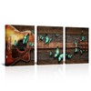 sechars Guitar Wall Art Musical Theme Picture Paintings Vintage Teal