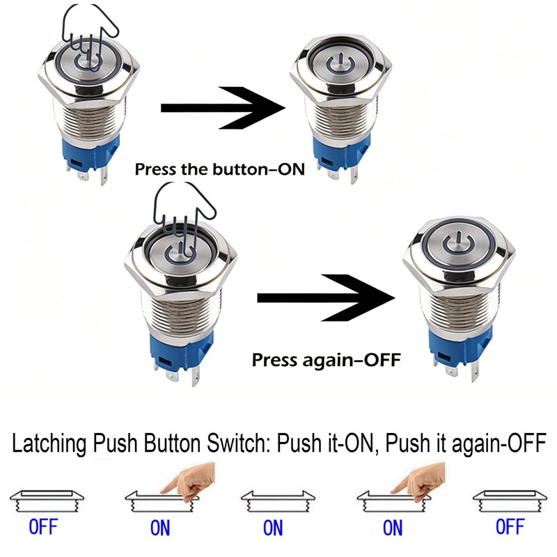 Gebildet Pack of 2 16 mm Stainless Steel Latching Push