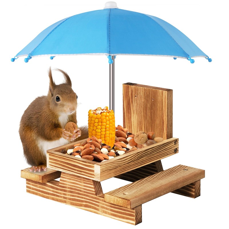 Gnodary Squirrel Feeder with Umbrella, Squirrel Feeders for Outside, Squirrel
