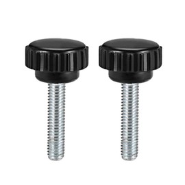 sourcing map M6 x 30mm Metric Male Thread Knurled Clamping Knobs Grip Thumb Screw on Type Plastic Threaded Hand Bolt Knobs Black 2 Pcs