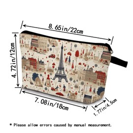 YULUENZE Eiffel Tower Presents Paris Eiffel Tower Makeup Bag Cute Small Vintage Organizer Bag with Zipper Eiffel Tower Print Cosmetic Bag Birthday Presents for Women Friends