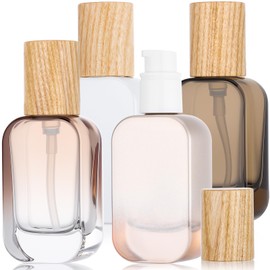 Segbeauty 1oz Empty Glass Lotion Dispenser with Pump, 4pcs Glass Travel Pump Bottle Refillable, 30ml Mini Travel Lotion Container for Toiletries in Mixed Color, Leakproof Small Bottles for Liquids