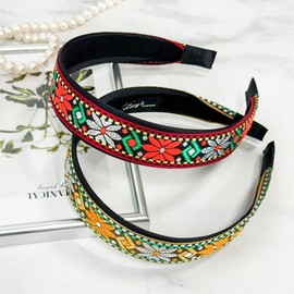 (2 types) Burnaby Bright Flower Ethnic Hairband Orange / (2종) 버나비 브라이트 플라워 에스닉 헤어밴드 오렌지