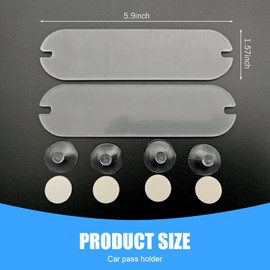 Shakas EZ Pass Holder, Front Windshield Toll Pass Label Strips, HD Anti-scratch Sun Protection Acrylic Suction Cup Holder, for Most Cars Trucks Portable Accessories (Transparent)
