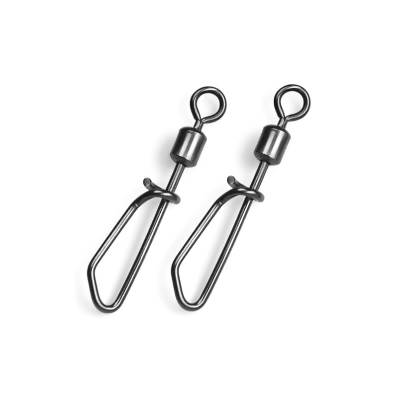 FISHIN ADDICT Snap Link Fishing Swivels, Barrel Interlock Clip Black