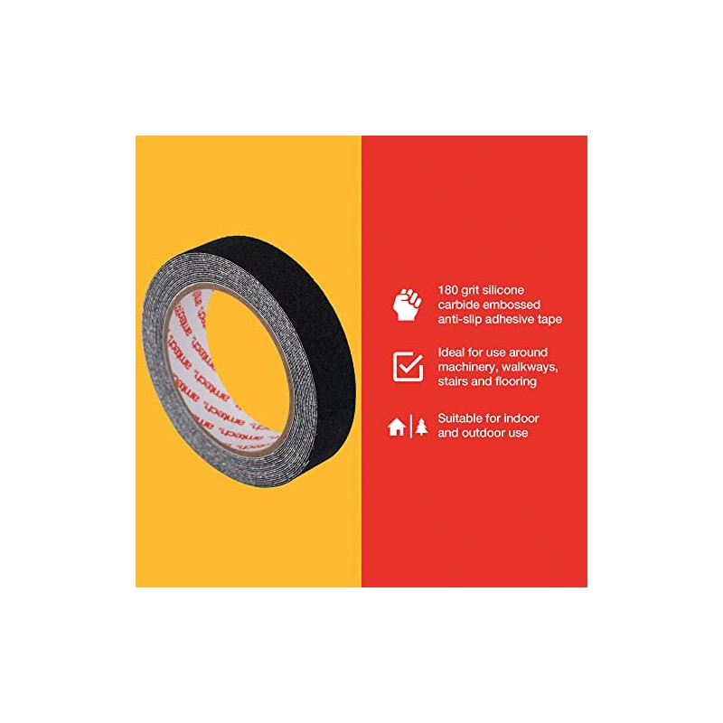 Amtech W8250 Black Waterproof Anti-Slip Grip Tape (5m x 24mm)