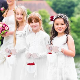 Riceshoot 4 Pack Flower Girl Baskets Set Flower Girl Jewelry Wedding Accessories Headband Bracelet Baskets Gloves