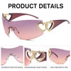 COASION Wrap Around 2000S Rimless Sunglasses for Women Men Oversized