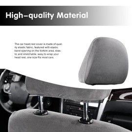 Flygun Pack-2 Car Seat Headrest Cover, Elastic Fabric Dust-roof Covers, Headrest Protective Covers, Headrest Cover Replacements, Auto Decoration, Universal for Most Cars, Trucks, SUVs (Gray)