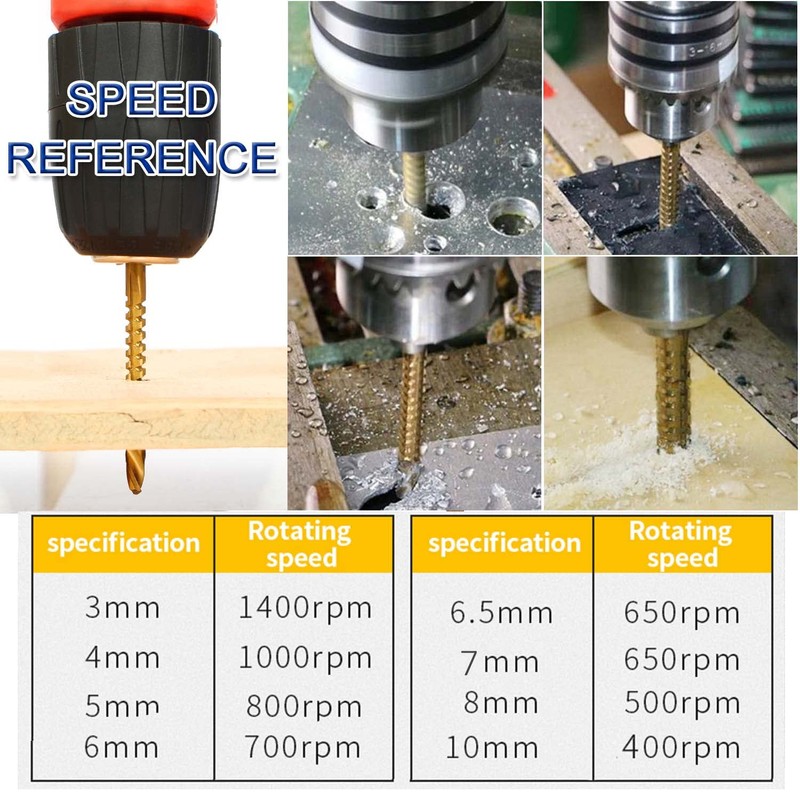 Titanium Coated HSS Twist Drill Bits - 6pcs 3-8mm Serrated