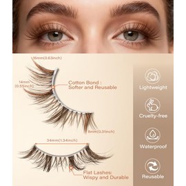 Naked Strip - 5 pares de pestañas postizas naturales 6D, pestañas postizas ligeras, aspecto natural, reutilizables y portátiles, Invisiband para mayor