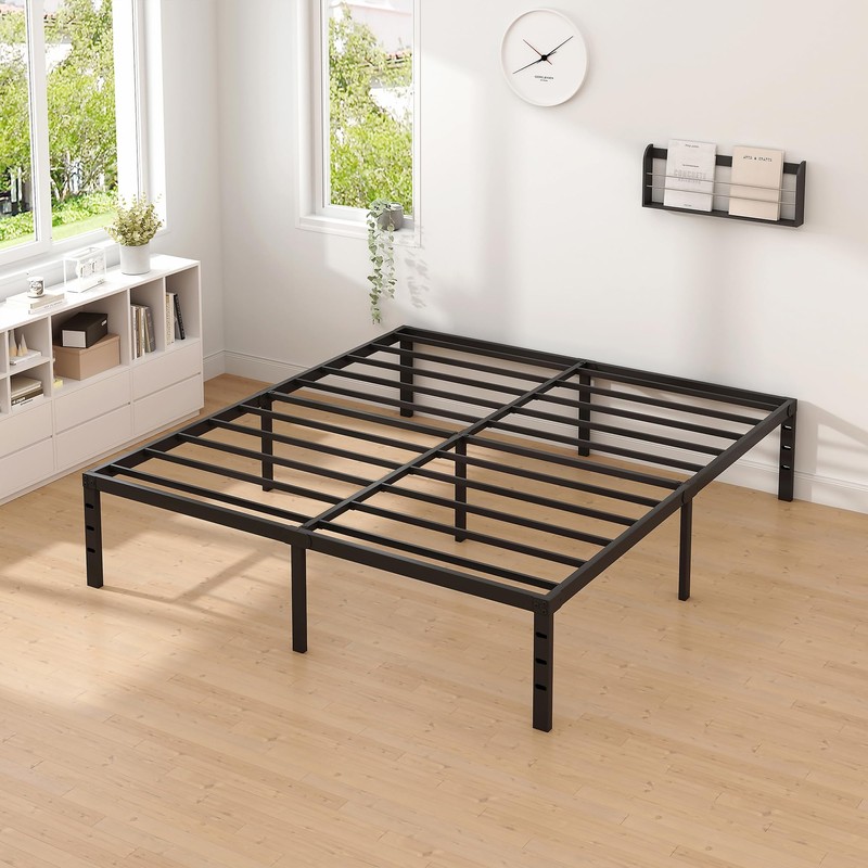 NEW JETO Metal Bed Frame,Queen Size Bed Frame with Storage
