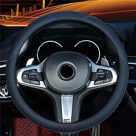 Car Steering Wheel Cover Pouch Anti-Slip Embossed Leather Universal Microfiber Leather Auto Car Steering Wheel Cover Universal 15 inch