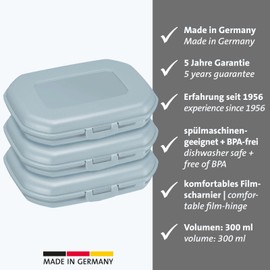 Westmark 3 Mini Lunch Boxes / Snack Boxes 300 ml with Click Closure Height Approx. 3.7 cm Plastic Blue 235122EB