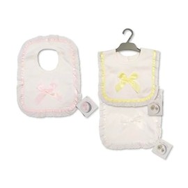 Ashleigh's Boutique LTD Baby Pop-Over Bibs with Lace Border and Bow (Lemon)