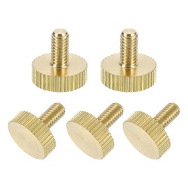 uxcell 5Pcs Brass Knurled Thumb Screws, M4x8mm Flat Stripe Bolt Knob Fasteners Solid Brass Diamond Knurled Thumb Screws Knobs for Electronic, Mechanical