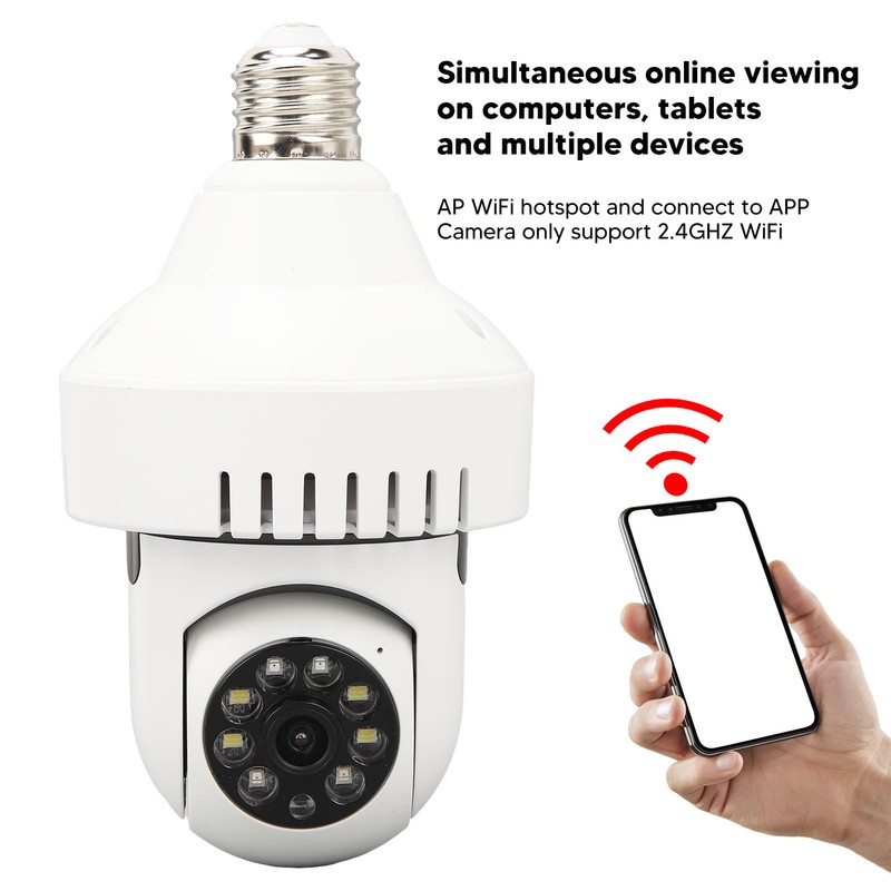 Light Bulb Security Camera Outdoor Wireless WiFi E27 Motion Tracking