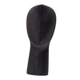 perfeclan Velvet Wig Head Hat Display Stand Freestanding Manikin Head for Beauty Salon or Shop Headphones Hairpieces Cap Hats Scarves, black