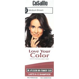 CoSaMo Love Your Color, No Ammonia, No Peroxide Hair Color, #765 Medium Brown (Pack of 3) Comparable to Loving Care