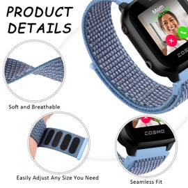 Amzpas Pack of 3 Children's Nylon Bracelets Compatible with Xplora X6 Bracelet, Kids Smartwatch Girls Boys Soft Adjustable Replacement Straps for Xplora X6 Play/Xplora X6 Pro Watch Straps