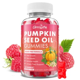 Pumpkin Seed Oil Gummies with Saw Palmetto, Organic Pumpkin Seed Oil Supplement for Hair Growth & Skin Health, High Pure Extract for Women Men, Raspberry Flavor, 60 Count