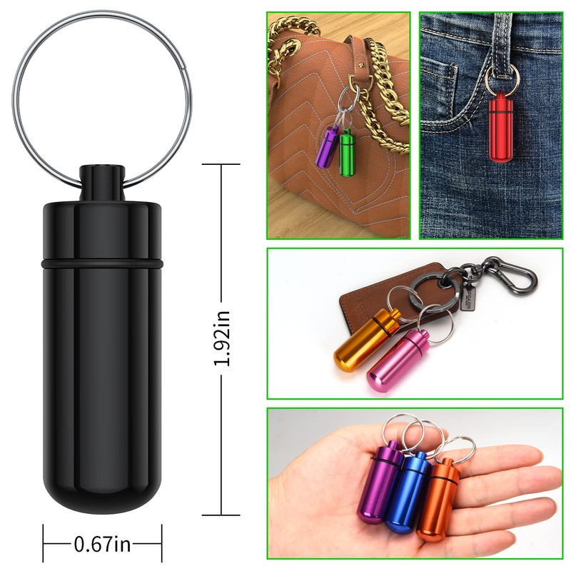 Small Portable Pill Case with Keychain(10 Pack), Urekt Waterproof Aluminum