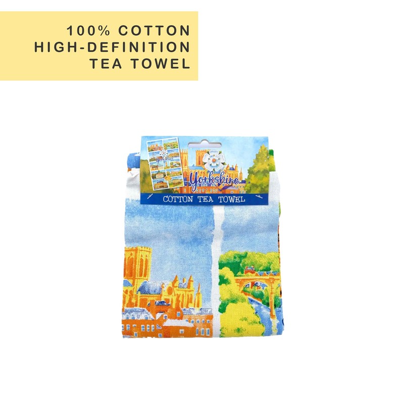 Beyond Happy High Definition 100% Cotton Yorkshire Landmarks Tea Towel