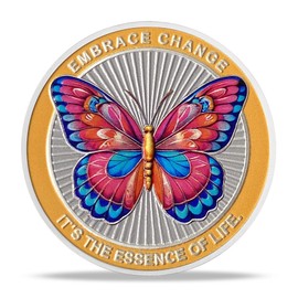 Pink Blue Butterfly Sobriety Coin | Enamel Coated AA Chip Medallion with Protective Case | Commemorative Token for Men & Women in Recovery | AA Sobriety Giftss Medallion for Month & Year Milestones