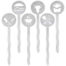 Feinwerk CurlyB burger skewers, 6 pieces, stainless steel, dishwasher safe, special wave shape for better grip, hamburger skewers, burger skewer
