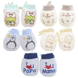 5 Pairs Cotton Gloves for Newborns, Baby Anti-Scratch Gloves, Adjustable Baby Gloves, Baby Lace Up Gloves