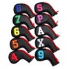 Colorful Number Black PU Golf Club Irons HeadCover Zipper 10pcs