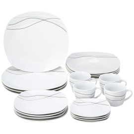 Lorren Home Trends 20 Piece Square Dinnerware Set Service for 4, Confetti