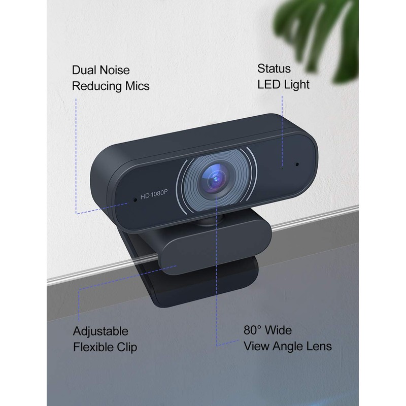 OYU Webcam, 1080P 30Fps, Dual Stereo Microphone, USB Plug &