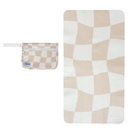 Miles of Wonder Miles of Wonder Vegan Leather Changing Mat with Reusable Waterproof Wet Bag - Non-Toxic, Portable Diaper Pad That Folds and Wipes Clean (16 x 30 Inches) (Checkered)