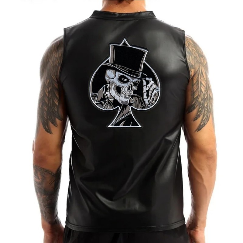 Big Patch Biker Skull Motorcycle Embroidered Iron on Patch Badge