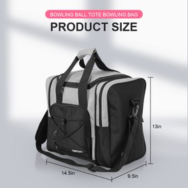 DAFISKY Bowling Ball Bag for Single Ball - Bowling Ball Tote Bag with Padded Ball Holder, 2 Pockets fit Bowling Shoes Up to Mens Size 14 and Accessories