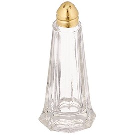 New Star Foodservice 22438 Glass Tower Salt and Pepper Shaker with Gold Plated Top, 1-Ounce, Set of 12