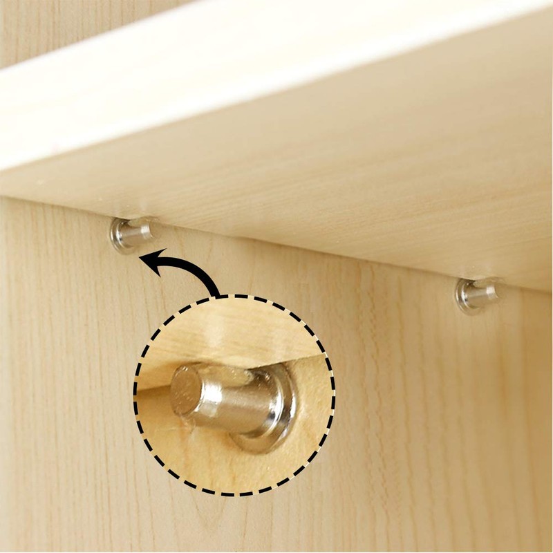 FANDAMEI 50 Pack Shelf Pins, Metal Nickel Support Pegs Cabinet