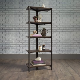 Sauder North Avenue Bookcase, L: 23.43" x W: 13.66" x H: 59.33", Smoked Oak Finish