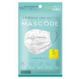 MASCODE Non-woven Fabric Mask, Bicolor Mask, Small Face, Men's, Women's, Floured, Pleated Mask, 1 Bag, 7 Pieces (Outlet) S/Paisley White)