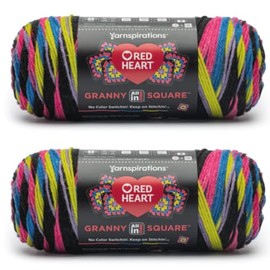 Generic Red Heart All in One Granny Square Aran - Neon Lights Yarn - 2 Pack of 250g/8.8oz - 100% Acrylic - #4 Worsted (Medium) - 381m/417Yards - for Knitting, Crochet and Amigurumi