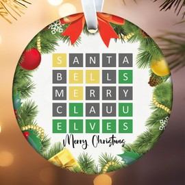 Wordle Ornament, Wordle Game Puzzle Ornament, Merry Words Puzzle Gift, for Office, Car, Home Decorations, Christmas Tree Hanging Ornement