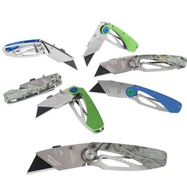 Lichamp 6-Pack Folding Utility Knife Set, Quick-Change EDC Razor Blades & Belt Clip, Foldable Box Cutter for Home, Work, Outdoor & DIY Projects