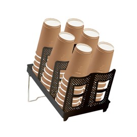 Coffee Cup Holder for Countertop Adjustable，Cup and Lid Dispenser with 3 Compartments，Paper/Disposable/Coffee Cup Organizer for Counter/Bathroom/Cabinets/Coffee Bar Accessories (Dual-Row Black)