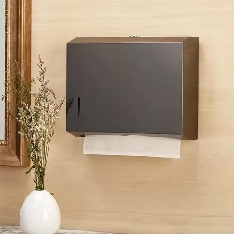 Gold Metal Wall-Mounted Tissue and Paper Towel Holder Box for