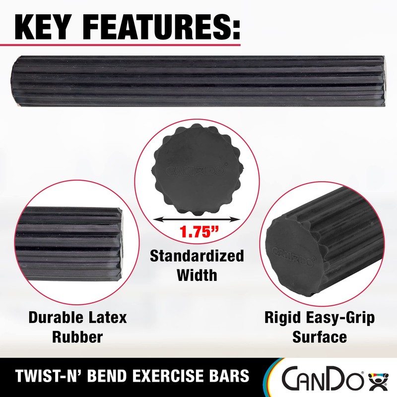CanDo Hand and Finger Trainer Twist-n-Bend, Flexible Exercise Bar, Training