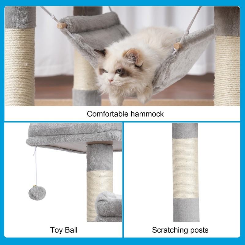 Hey-brother Large Multi-Level Cat Tree Condo Furniture with Sisal-Covered Scratching