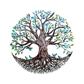 Zoihet Metal Wall Decor Tree of Life Wall Art Silhouette Outdoor Wall Art for Your Garden Fence Patio Balcony