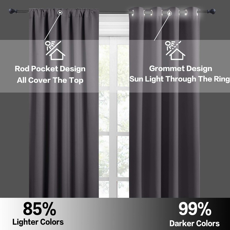 RYB HOME Short Curtains Gray Half Window Curtains for Bedroom,